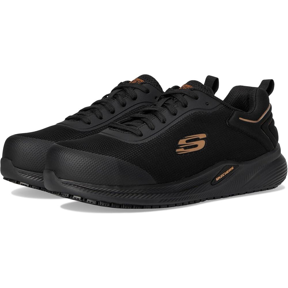 Skechers Women’s composite toe Black work Sneakers with Bronze Accents